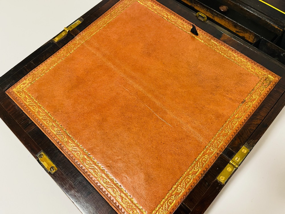 Antique Rosewood Brass Inlaid Writing Slope View V