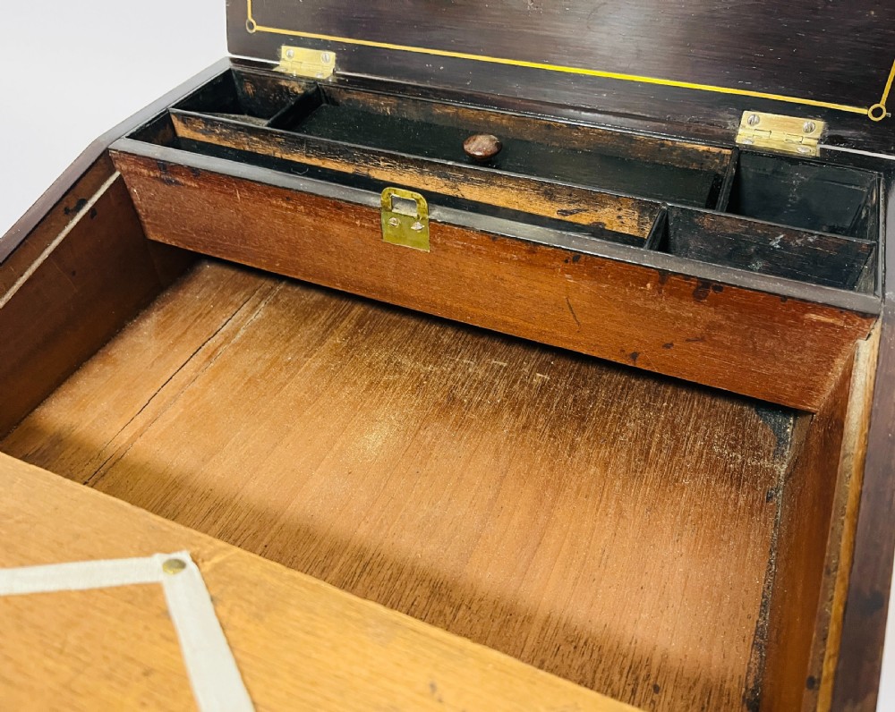 Antique Rosewood Brass Inlaid Writing Slope View VIII