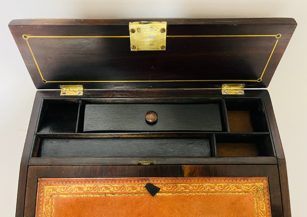 Antique Rosewood Brass Inlaid Writing Slope View XII