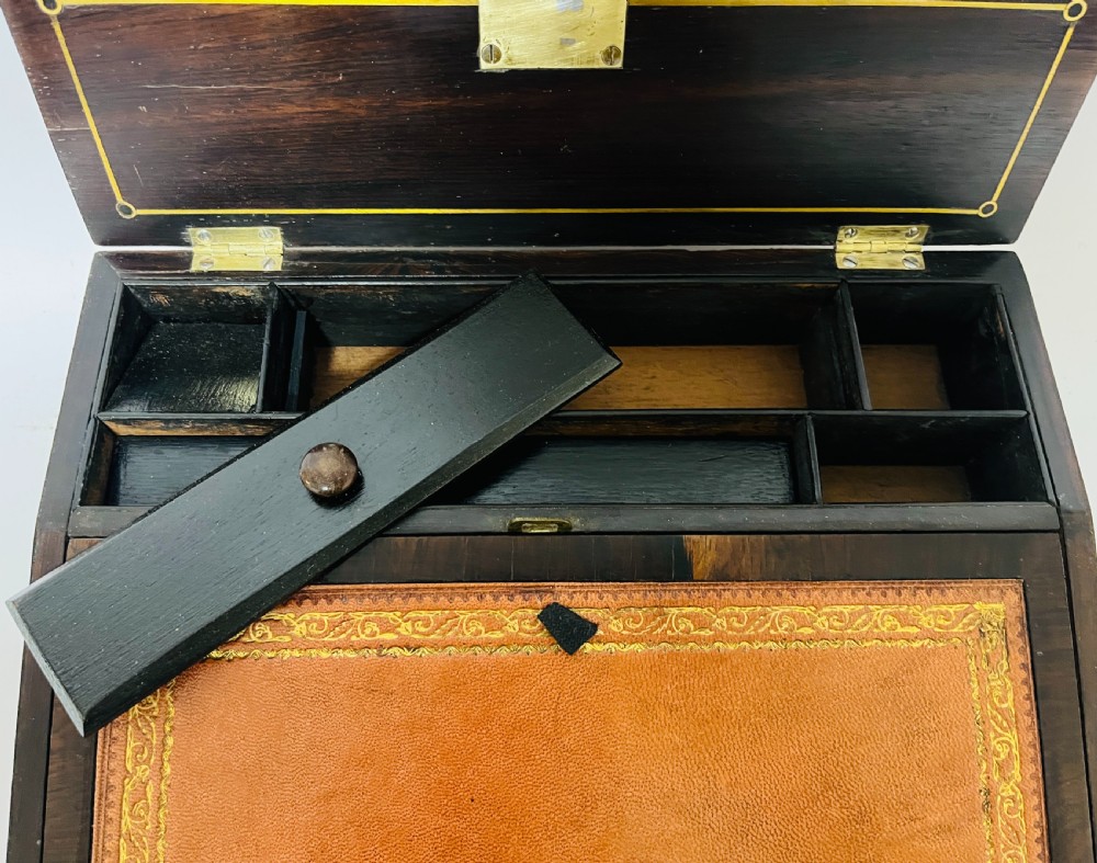 Antique Rosewood Brass Inlaid Writing Slope View XIII