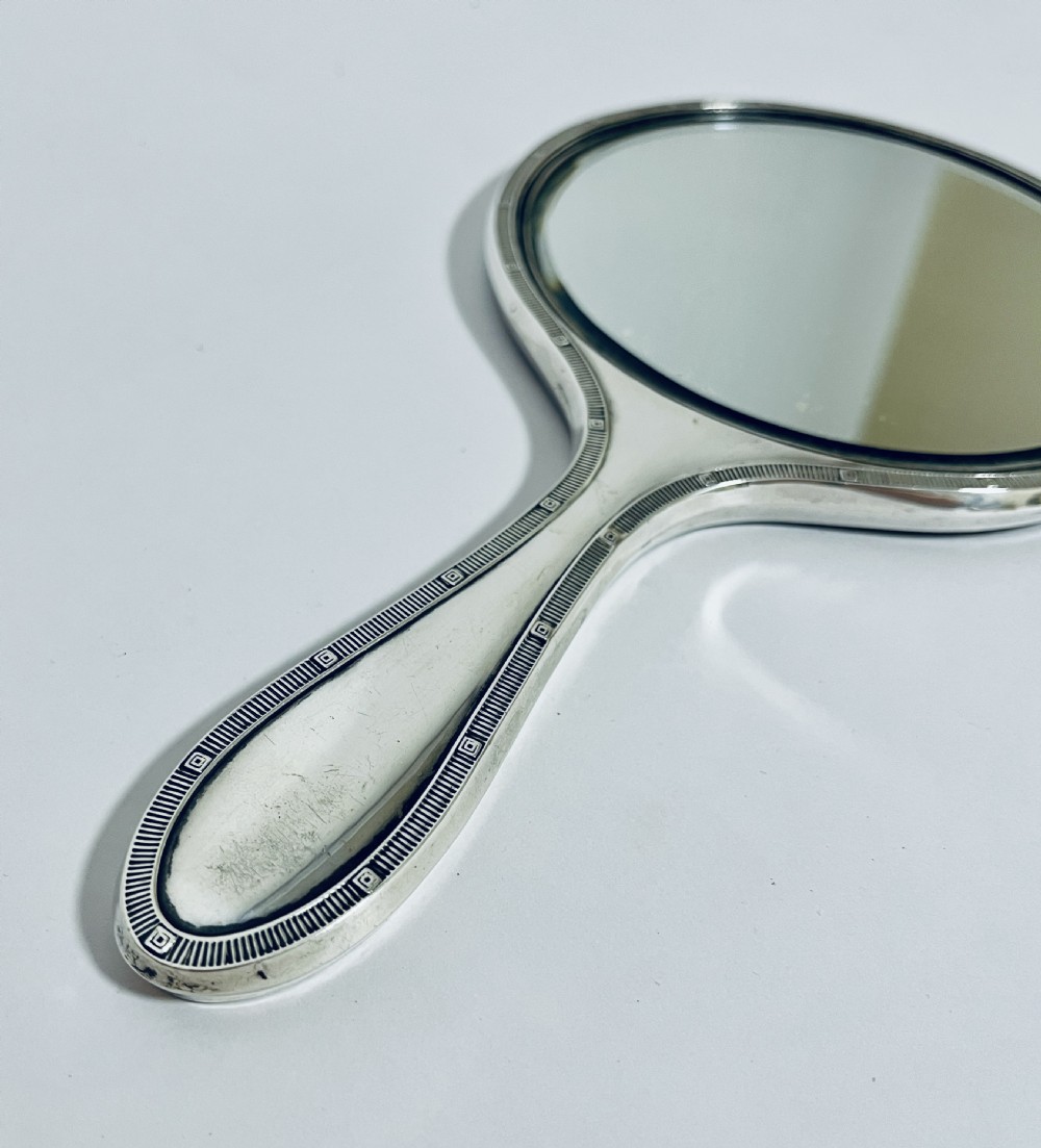 Antique Silver Hand Mirror View X