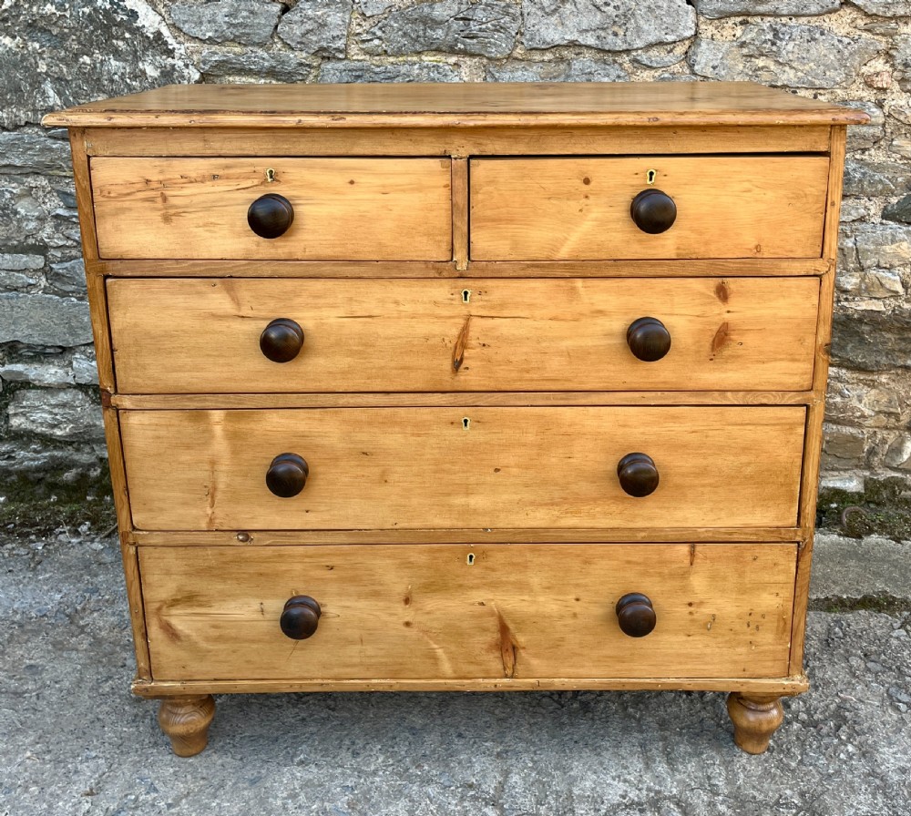 Antique Stripped Pine Chest of Drawers