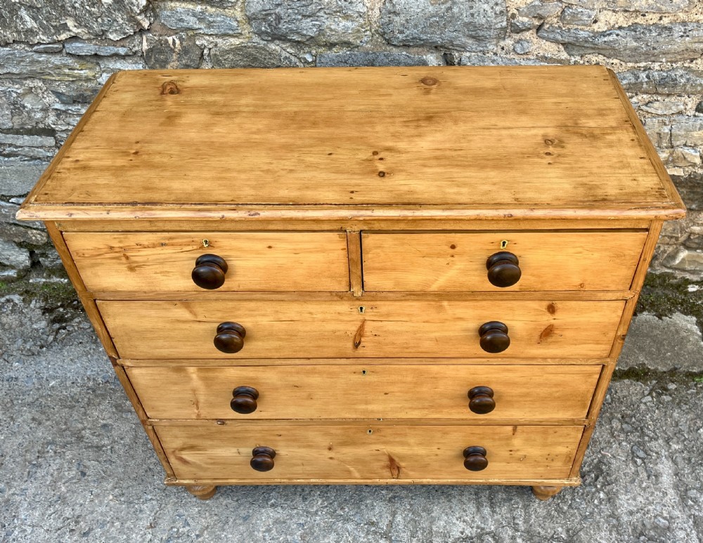 Antique Stripped Pine Chest of Drawers View II