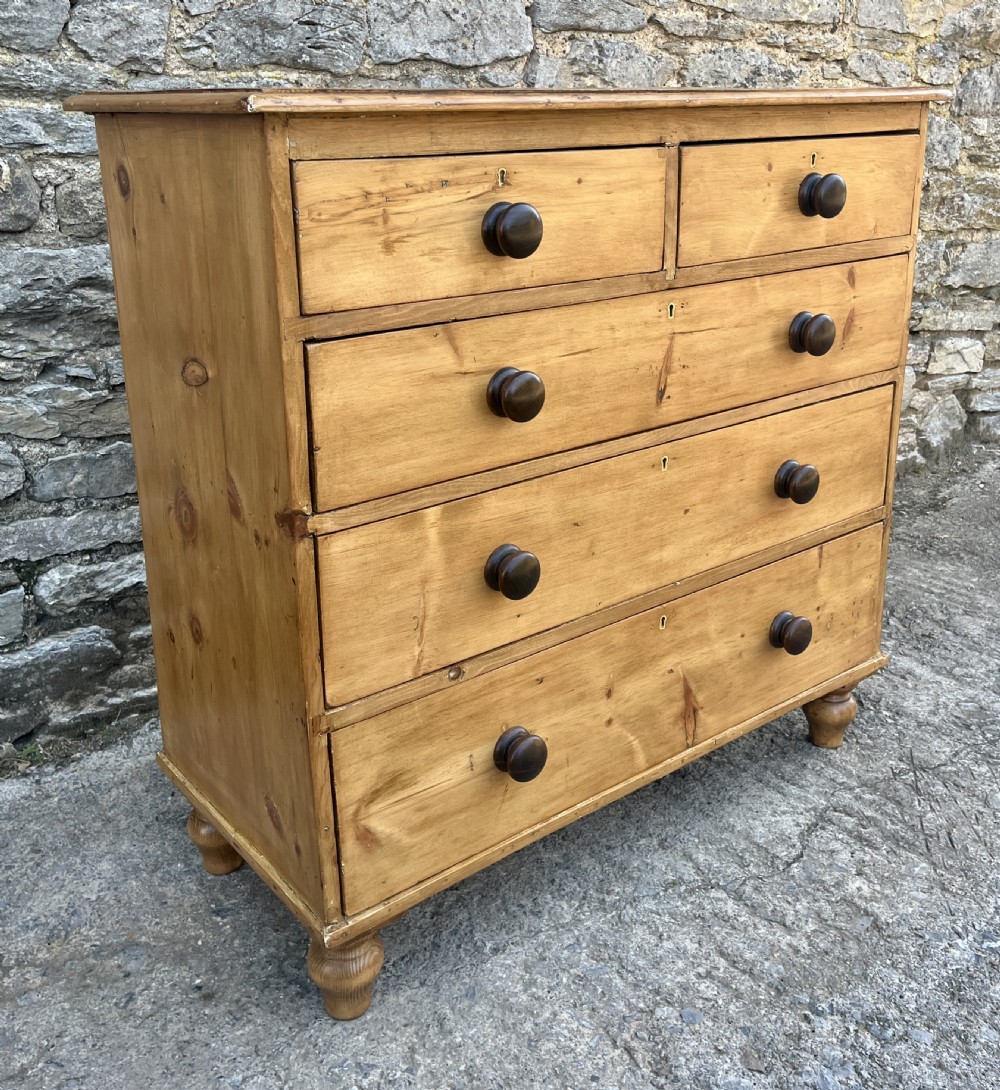 Antique Stripped Pine Chest of Drawers View III