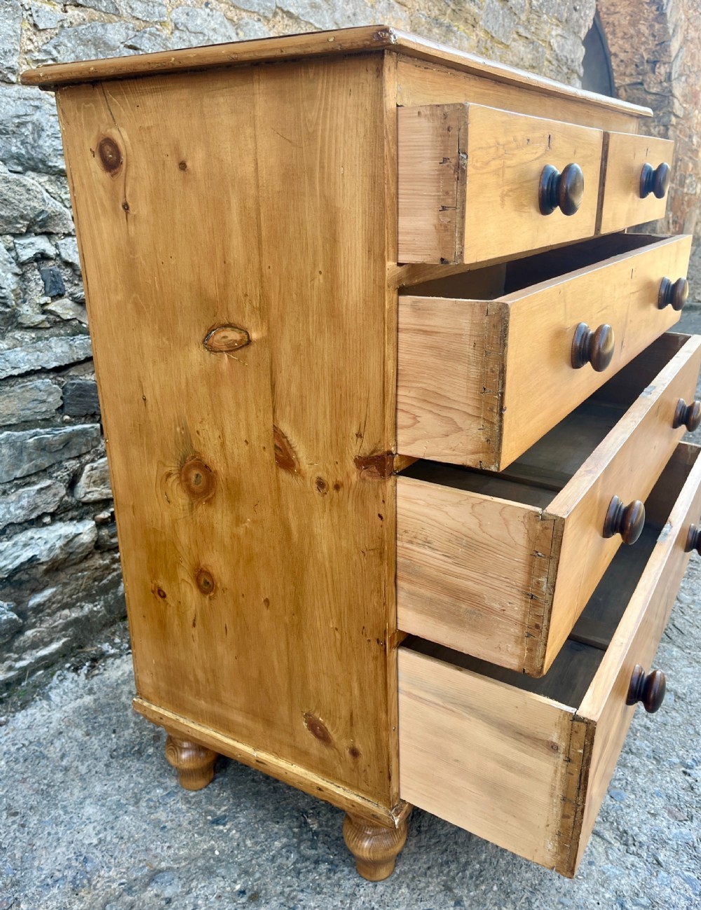 Antique Stripped Pine Chest of Drawers View X