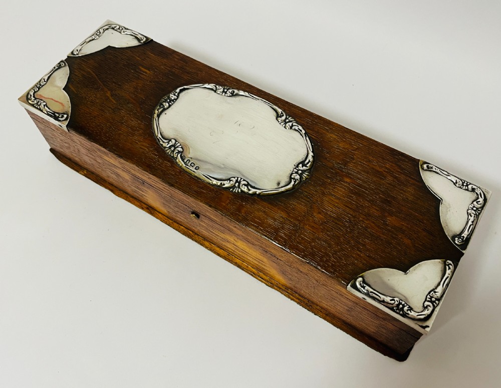 Antique Silver Mounted Oak Box View II
