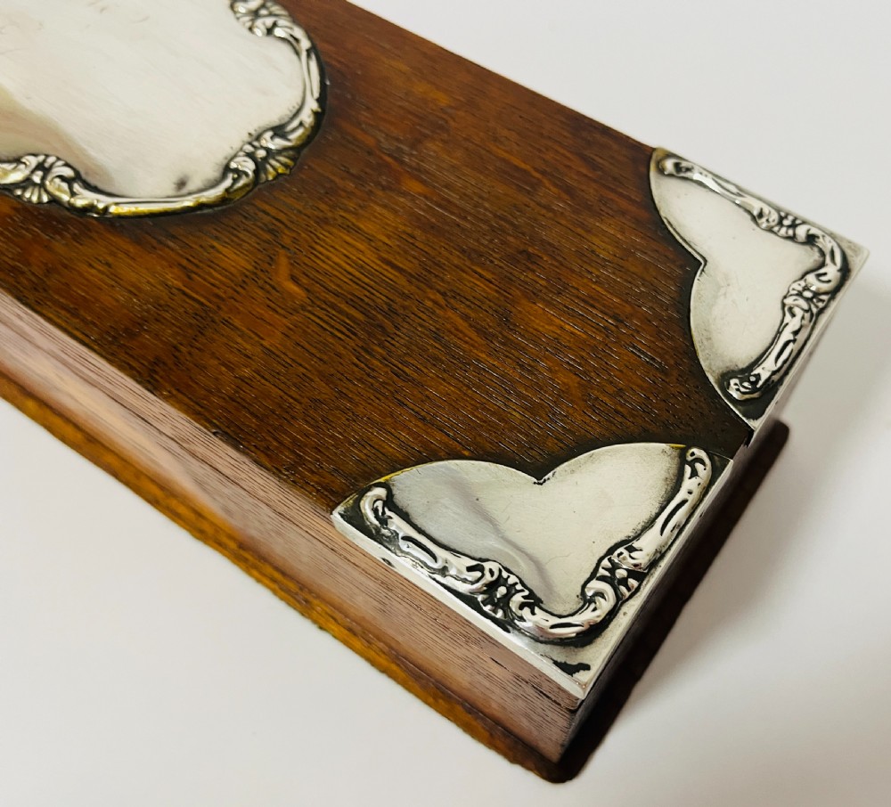 Antique Silver Mounted Oak Box View III