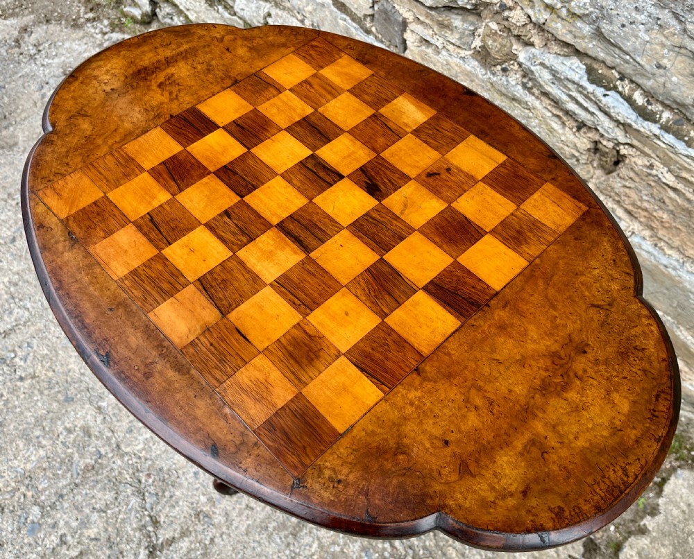 Victorian Walnut Chess Table View V