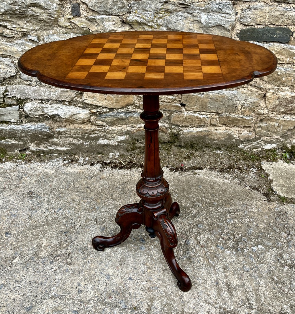 Victorian Walnut Chess Table View IX