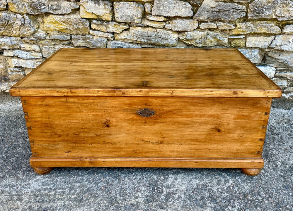 Large Antique Stripped Pine Blanket Box
