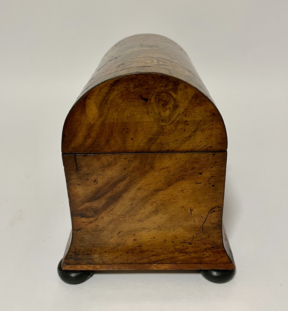 Victorian Walnut Domed Inlaid Tea Caddy View X