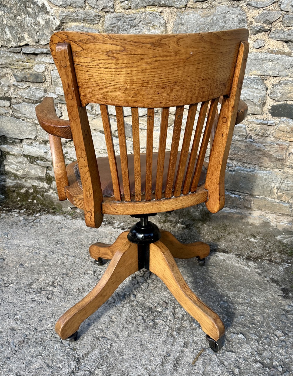 Antique Oak Swivel and Tilt Desk Chair View IV