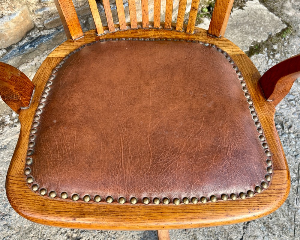 Antique Oak Swivel and Tilt Desk Chair View VIII