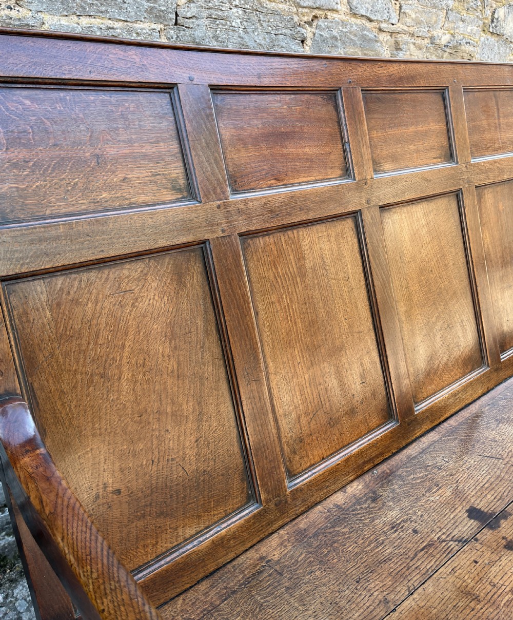 Georgian Oak Panelled Box Settle View VII