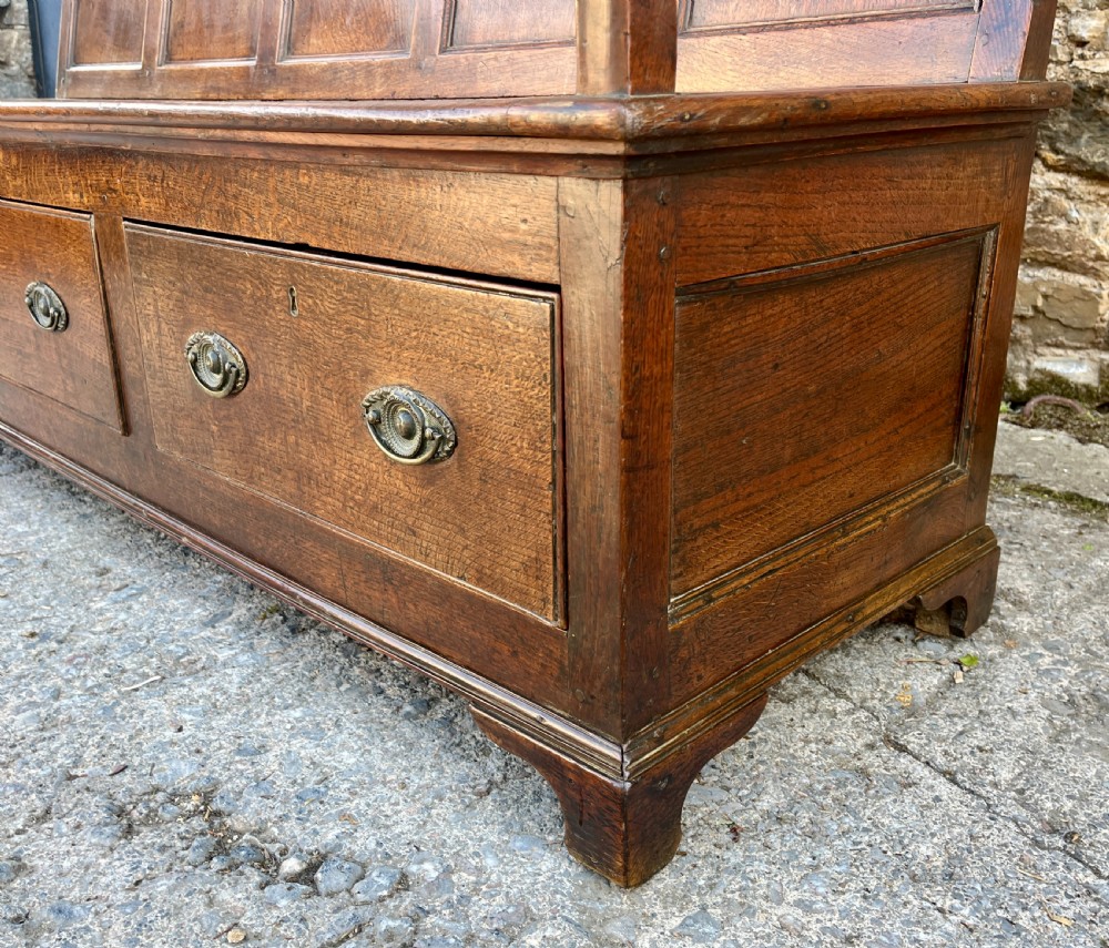 Georgian Oak Panelled Box Settle View IX