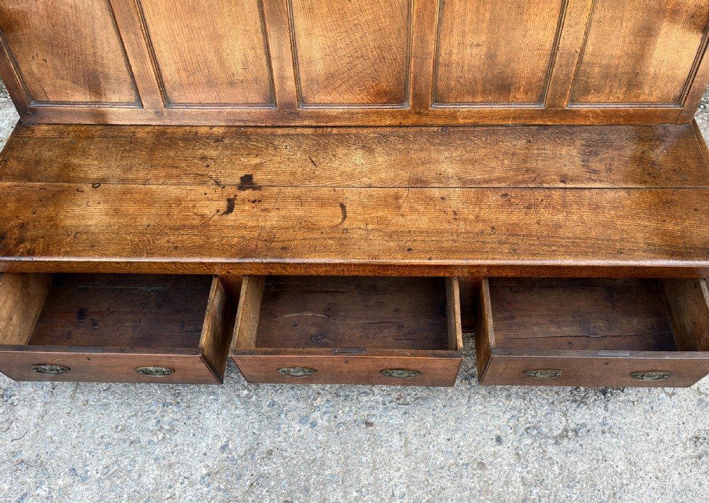 Georgian Oak Panelled Box Settle View XIV