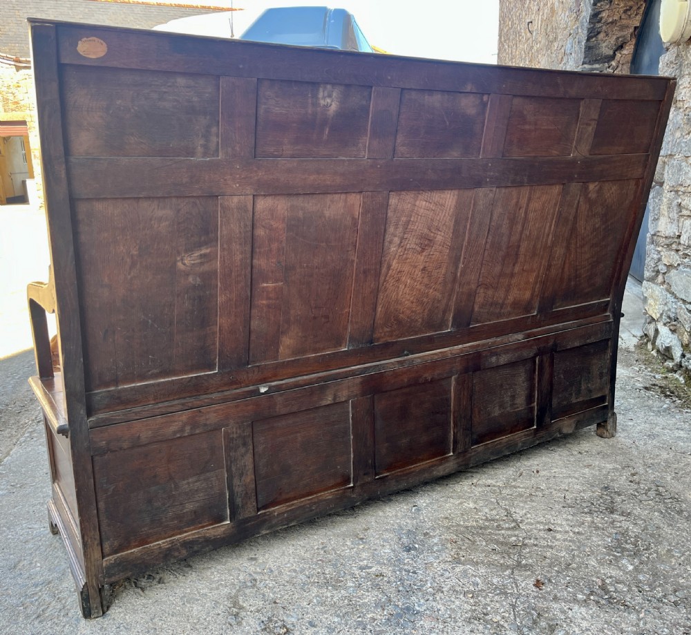 Georgian Oak Panelled Box Settle View XIX