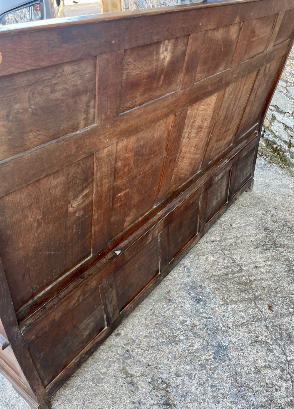 Georgian Oak Panelled Box Settle View XXI