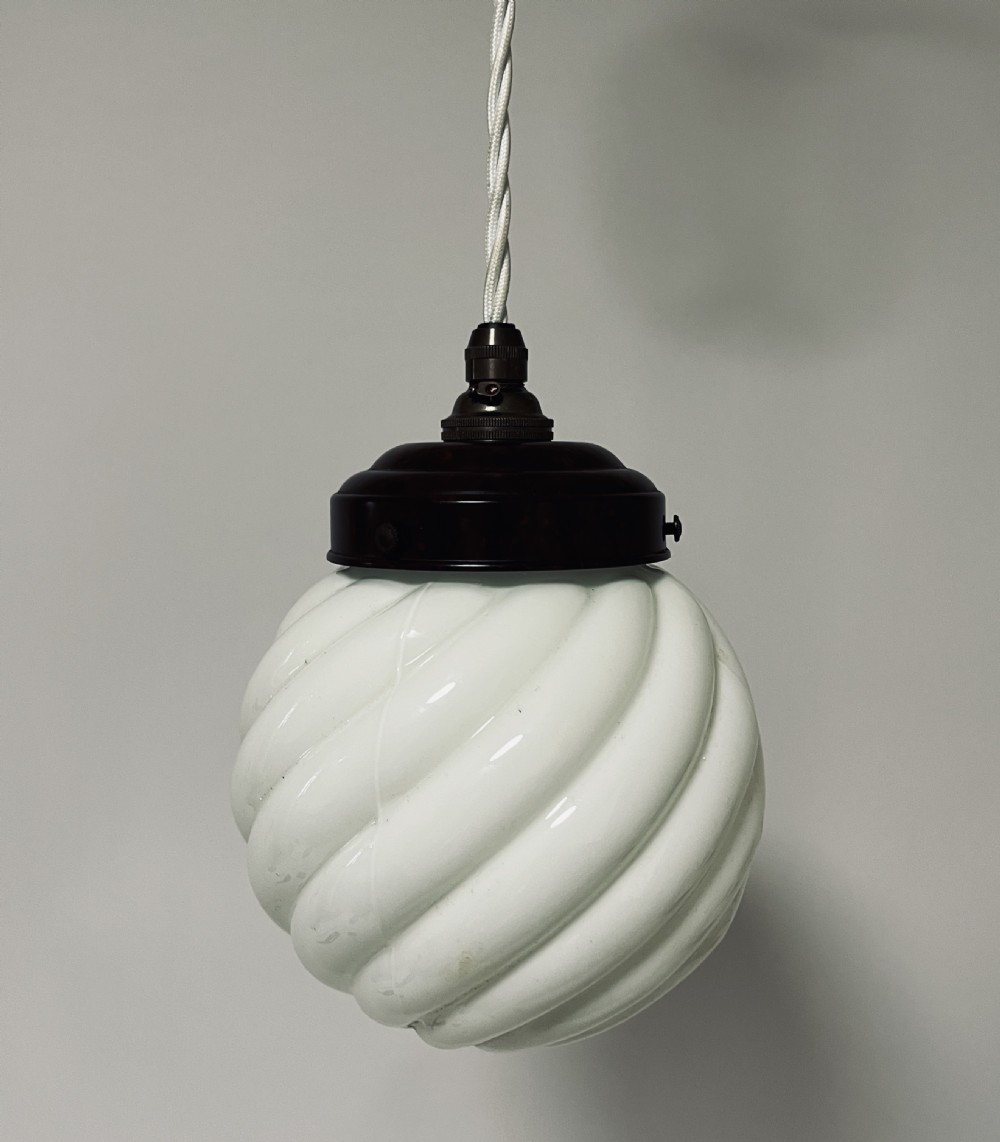 Art Deco Opaline Pendant with Bakelite Gallery