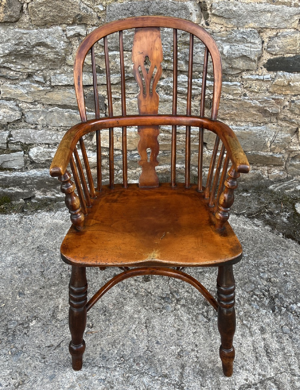 Small Antique Windsor Chair with Crinoline Stretcher