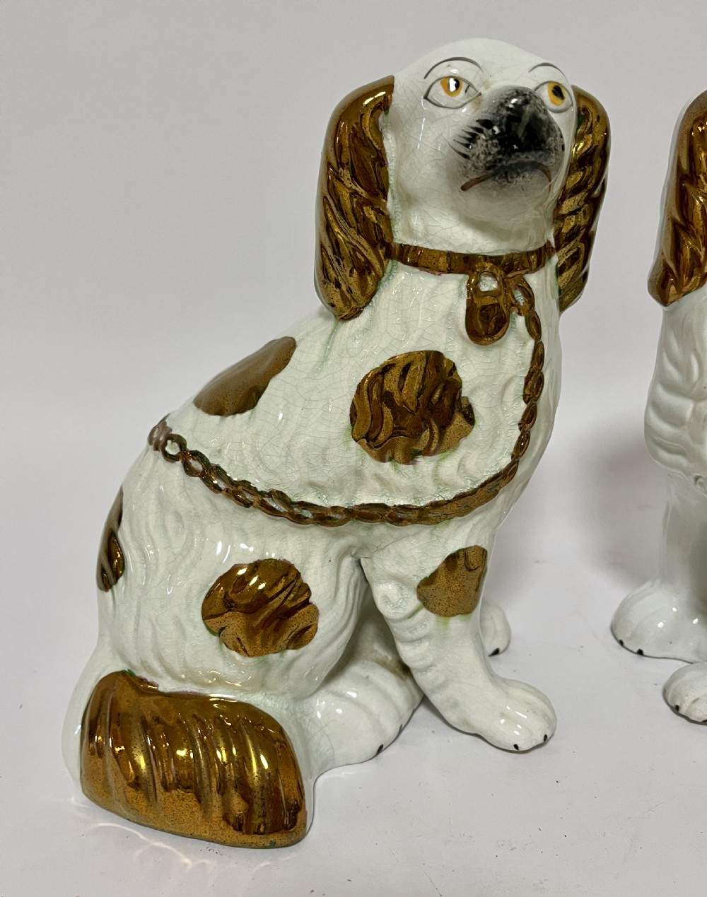 Pair Victorian Copper Lustre Staffordshire Dogs View III