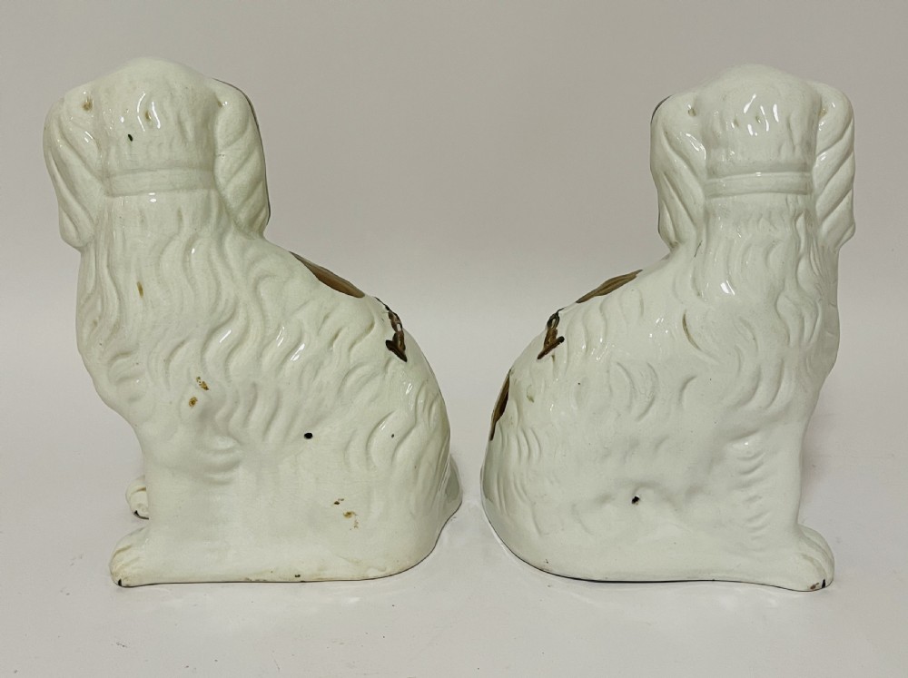 Pair Victorian Copper Lustre Staffordshire Dogs View V