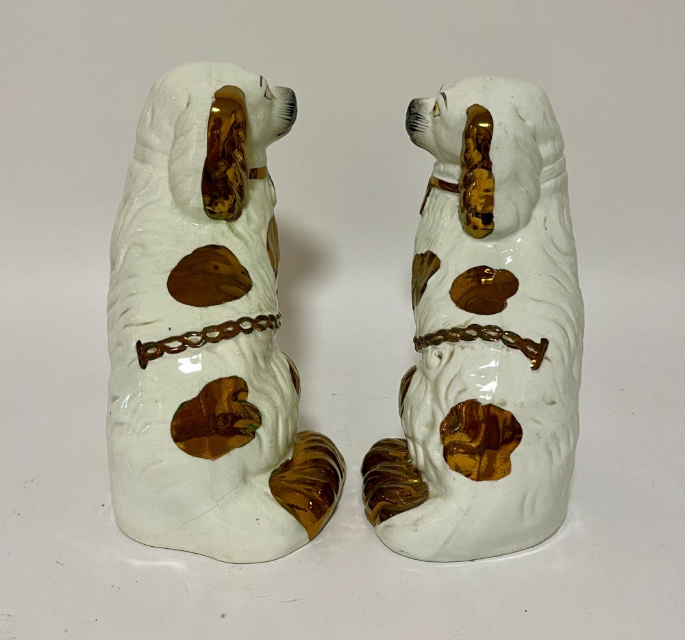 Pair Victorian Copper Lustre Staffordshire Dogs View VI