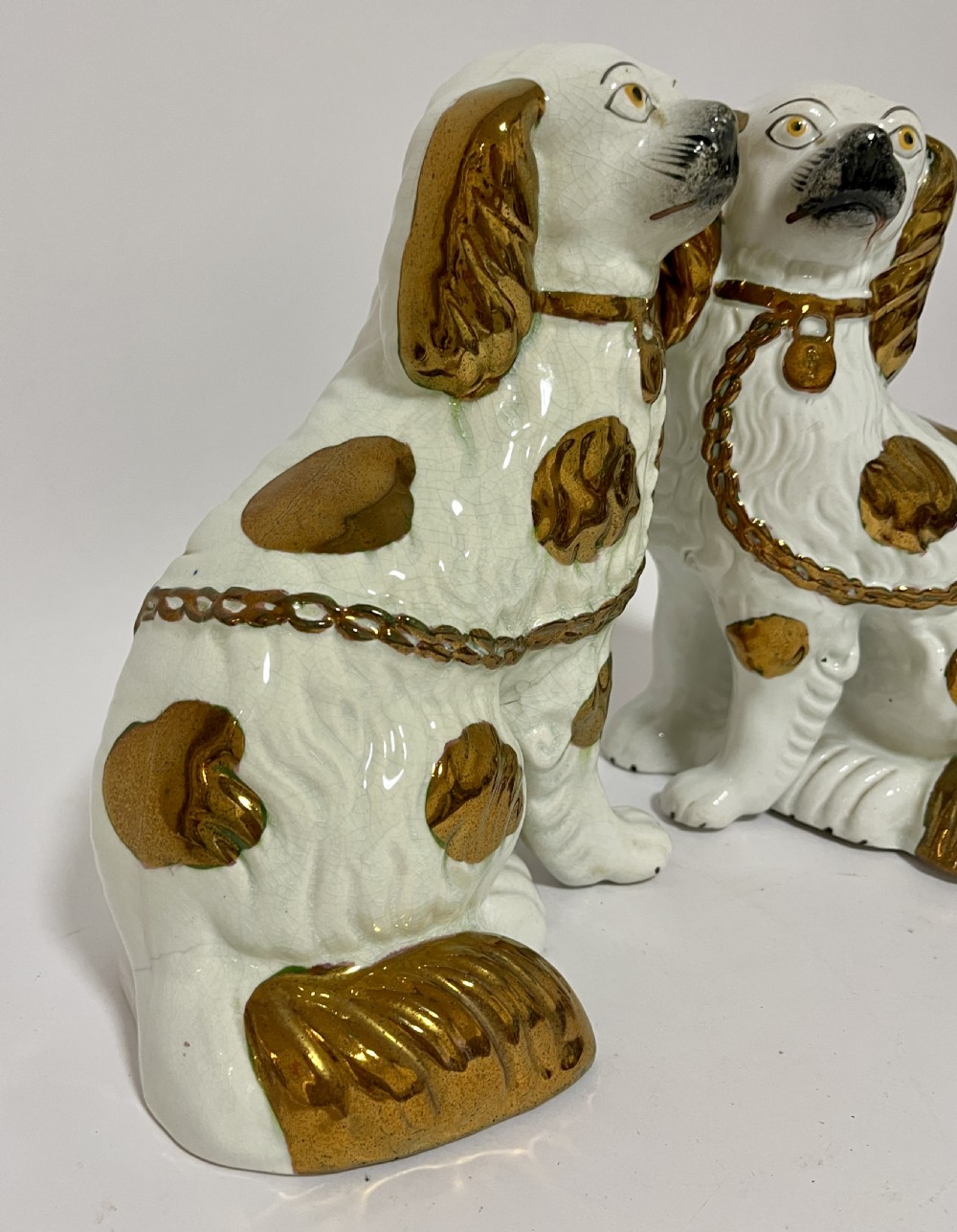 Pair Victorian Copper Lustre Staffordshire Dogs View VIII