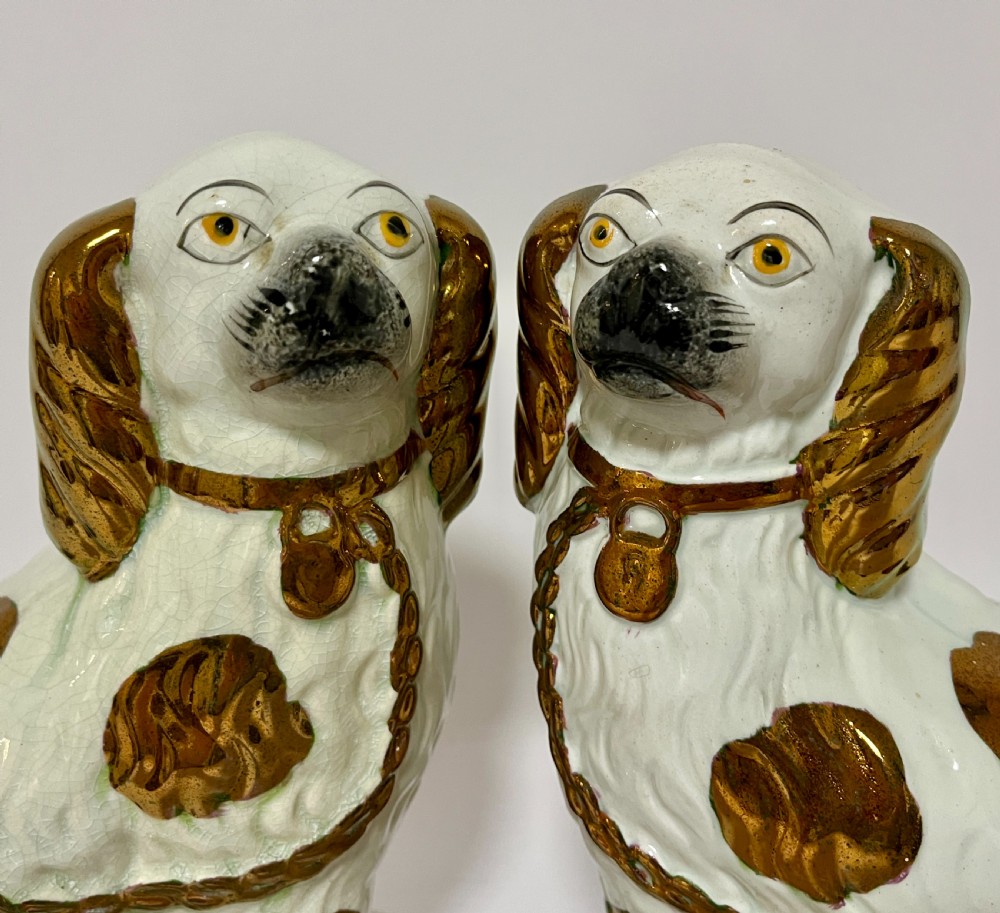 Pair Victorian Copper Lustre Staffordshire Dogs View IX