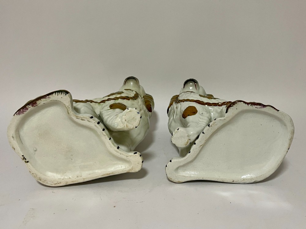 Pair Victorian Copper Lustre Staffordshire Dogs View XI