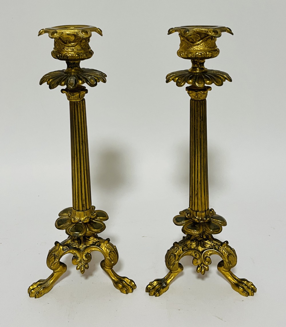 Pair of Antique French Gilt Candlesticks