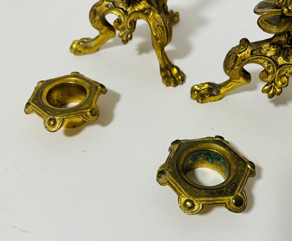 Pair of Antique French Gilt Candlesticks View VII
