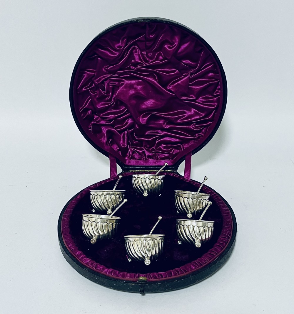 Set of 6 Victorian Silver Salts and Spoons