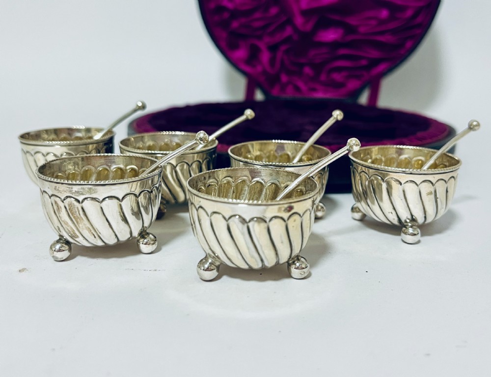 Set of 6 Victorian Silver Salts and Spoons View VII