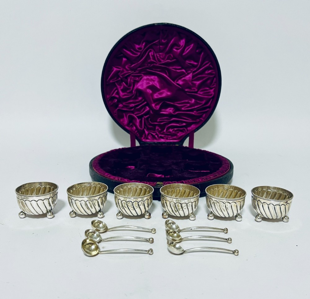 Set of 6 Victorian Silver Salts and Spoons View IX