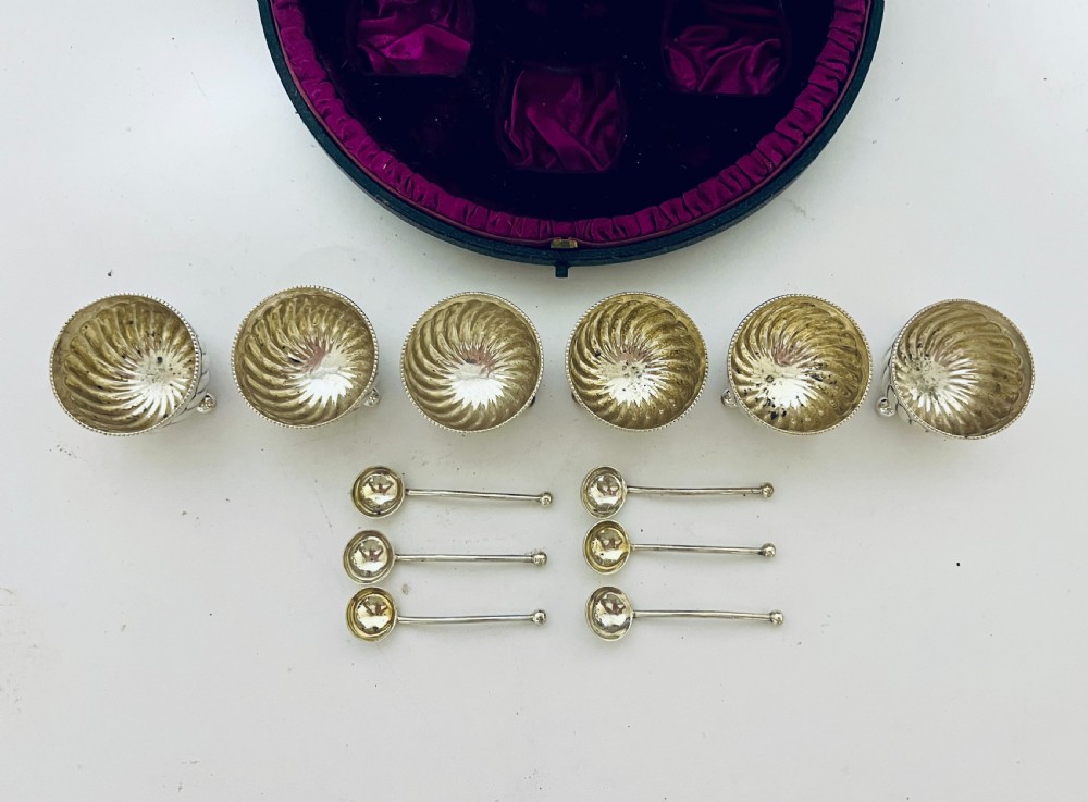 Set of 6 Victorian Silver Salts and Spoons View X