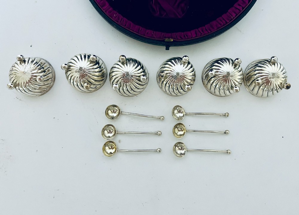 Set of 6 Victorian Silver Salts and Spoons View XII