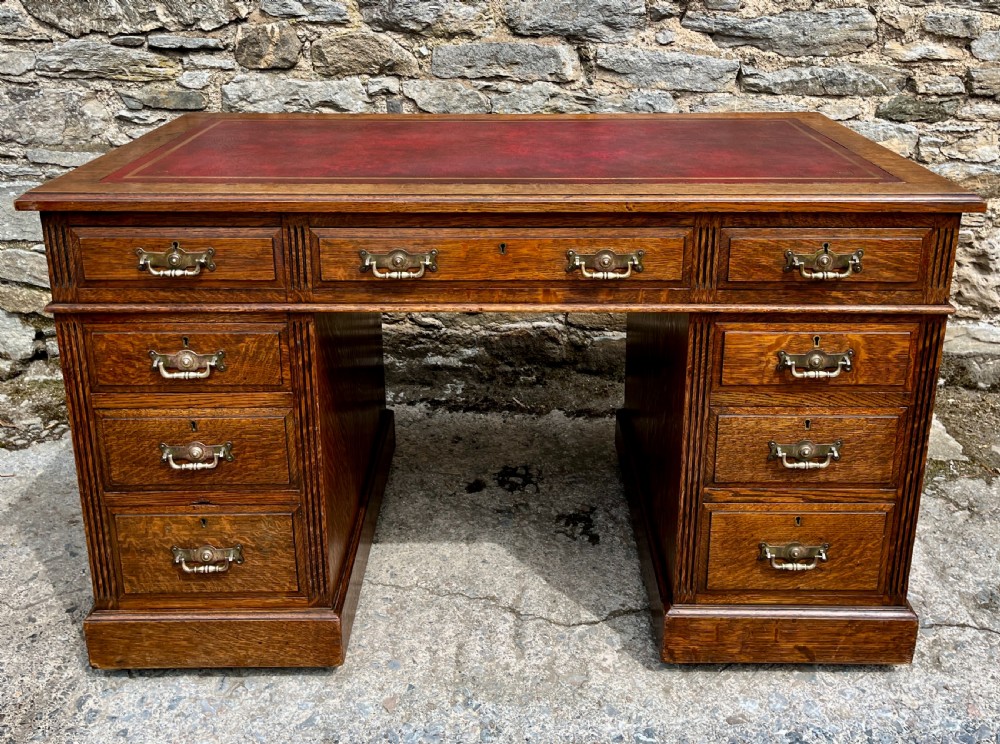 Edwardian Oak Pedestal Desk View II