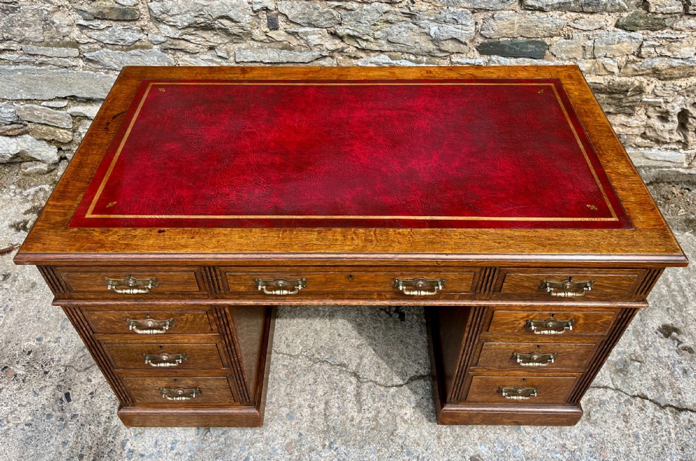 Edwardian Oak Pedestal Desk View III