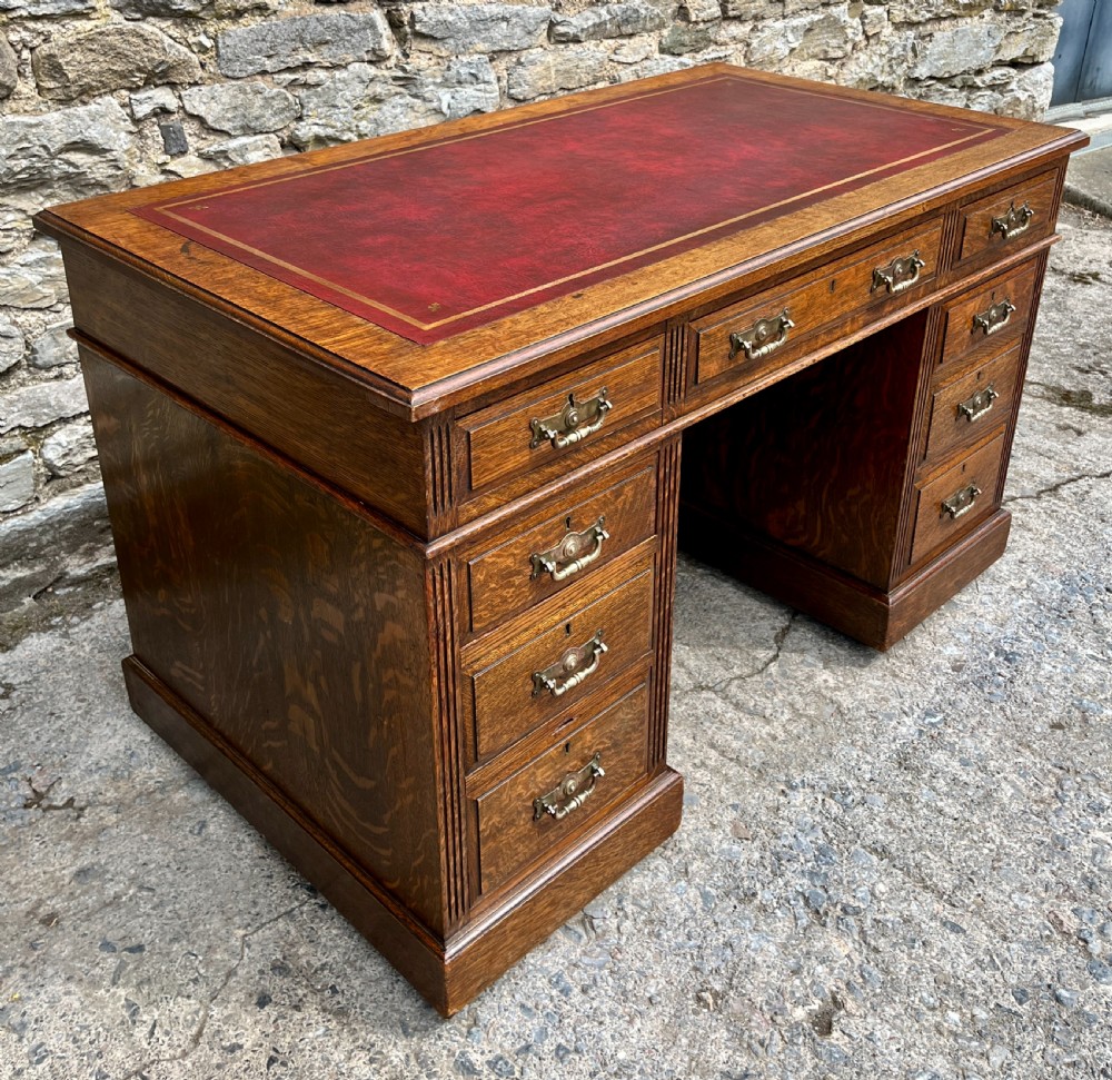 Edwardian Oak Pedestal Desk View IV