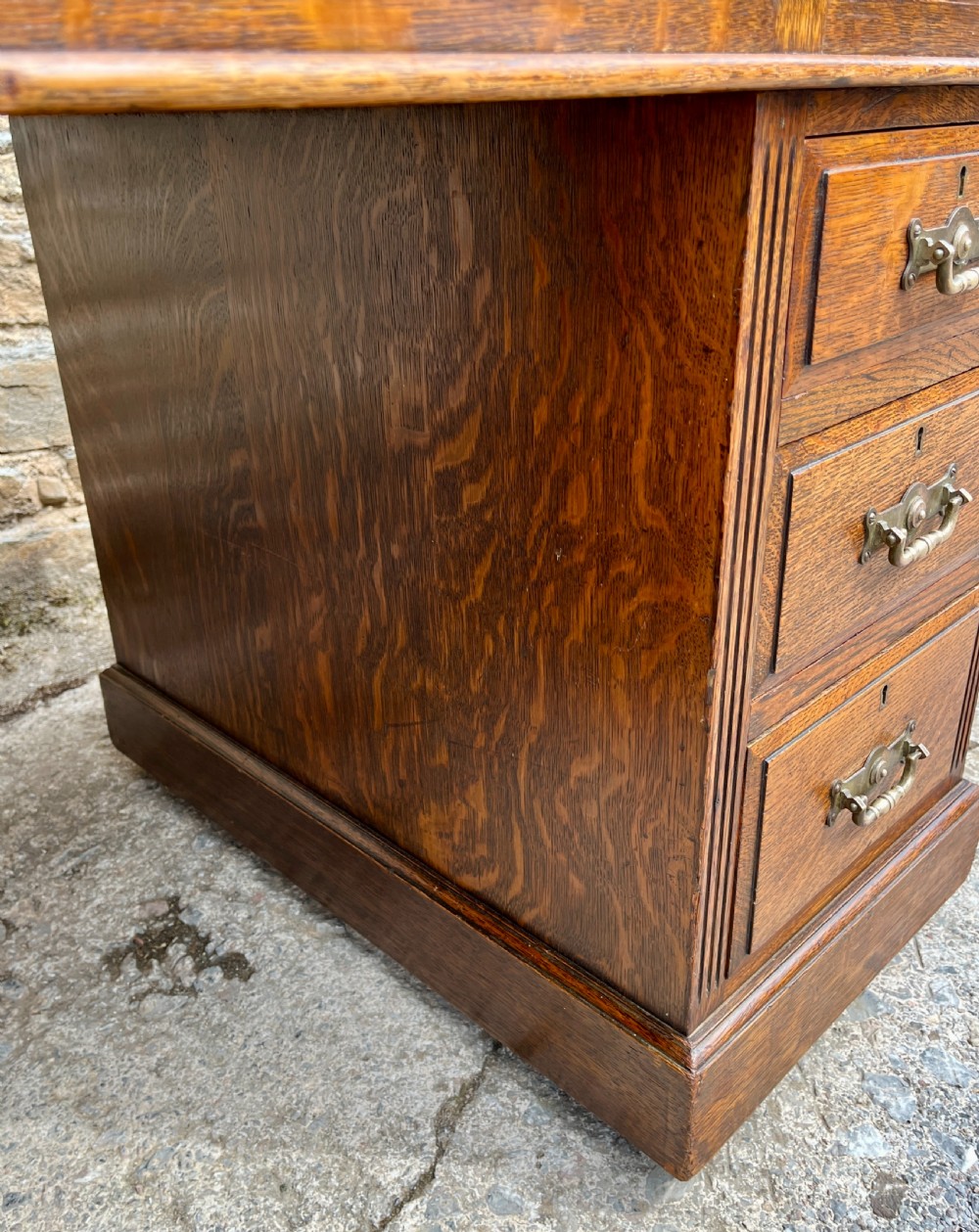 Edwardian Oak Pedestal Desk View IX
