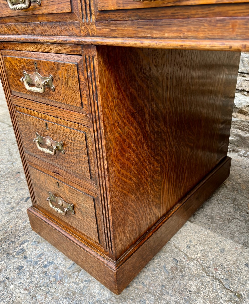 Edwardian Oak Pedestal Desk View X