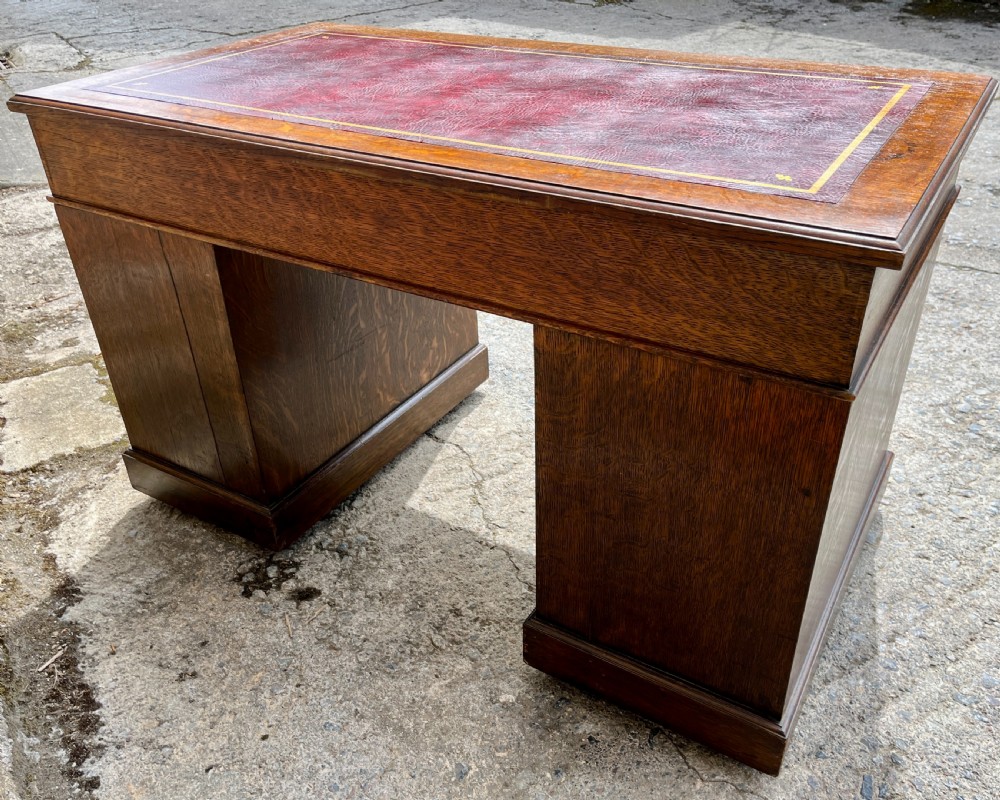 Edwardian Oak Pedestal Desk View XII