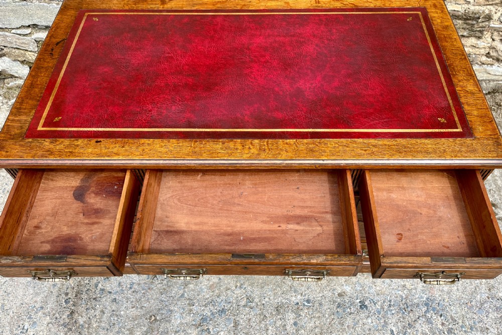 Edwardian Oak Pedestal Desk View XIII