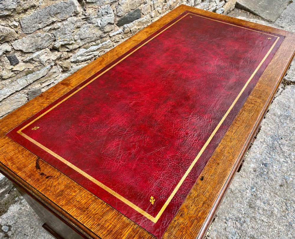 Edwardian Oak Pedestal Desk View XIV