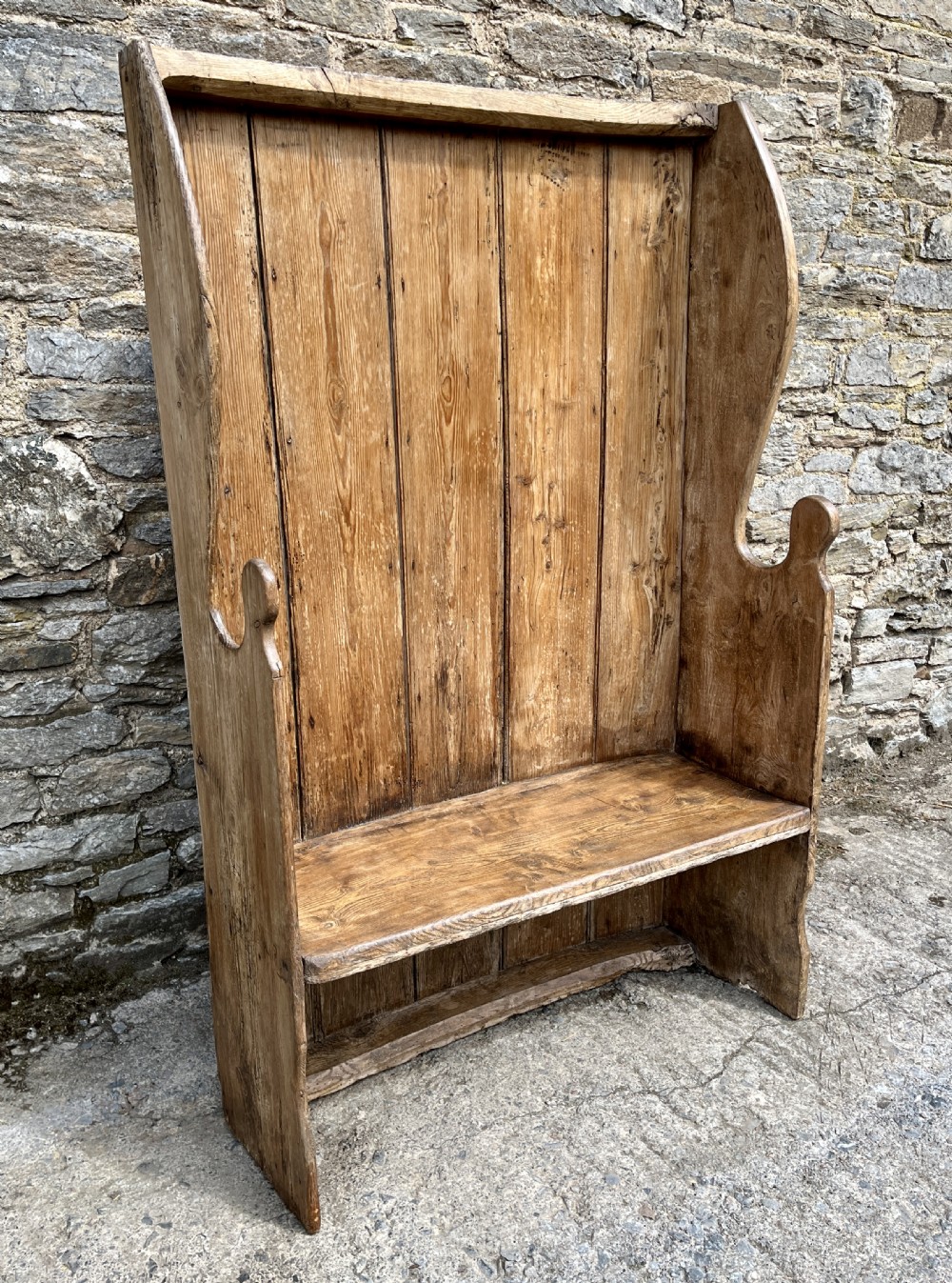 Antique High Back Pine and Elm Settle View II