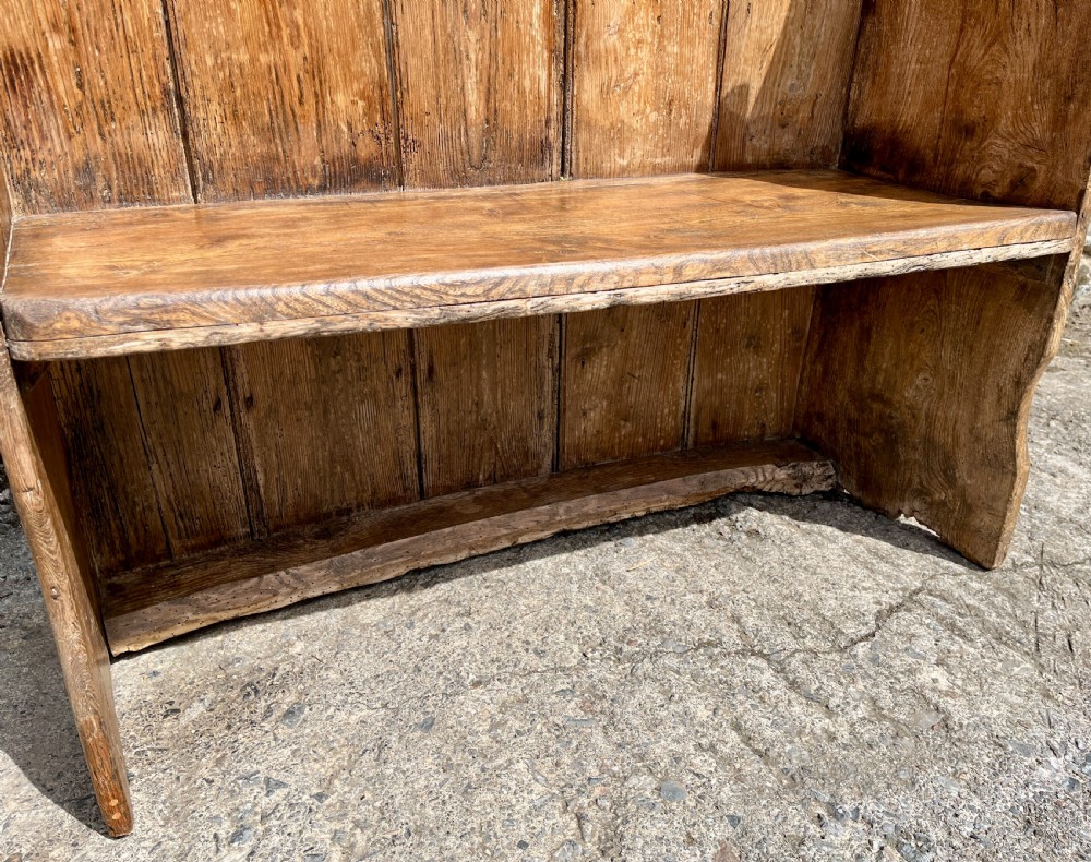 Antique High Back Pine and Elm Settle View VII