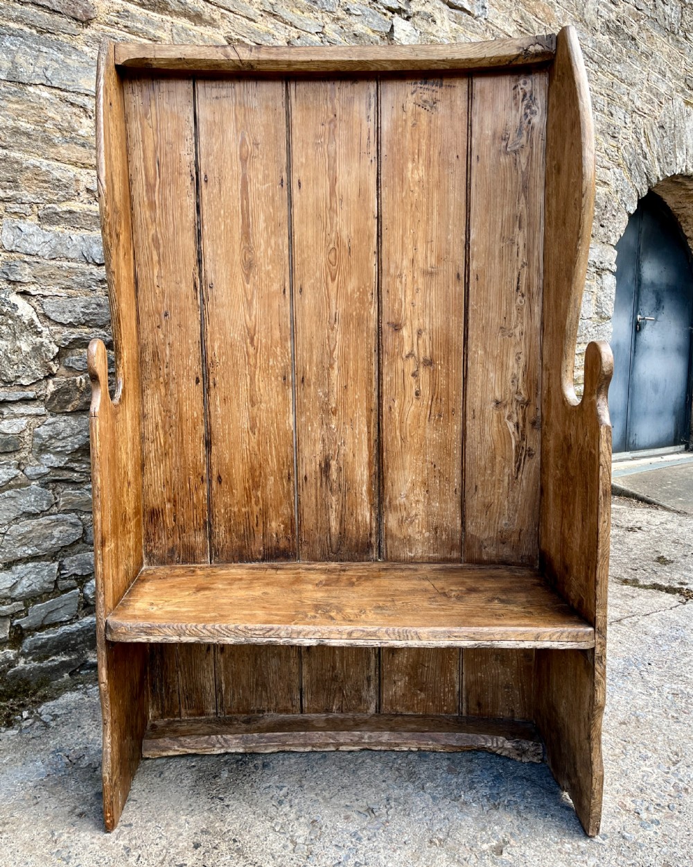 Antique High Back Pine and Elm Settle View IX