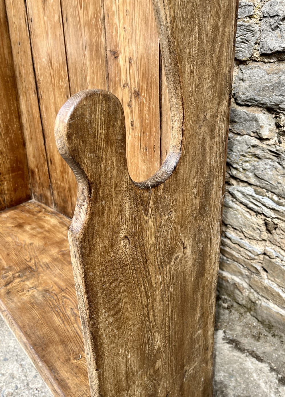 Antique High Back Pine and Elm Settle View XVI