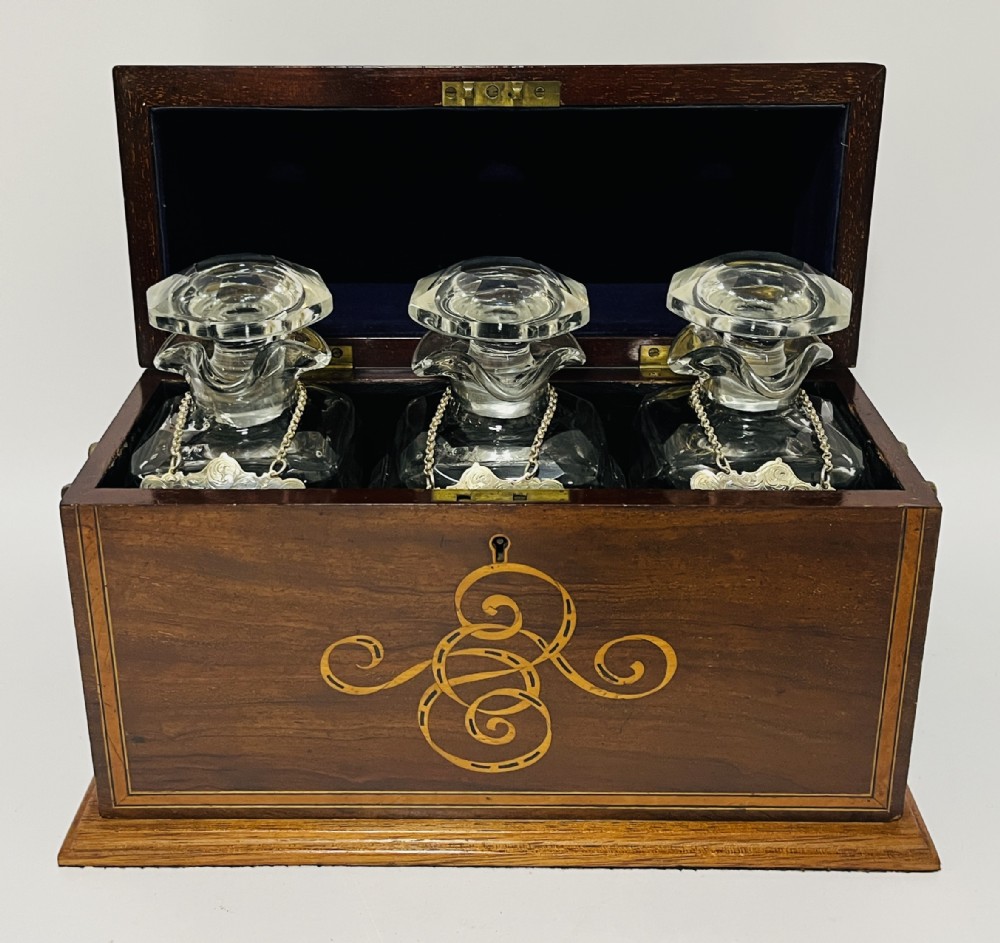 Edwardian Mahogany Inlaid Tantalus